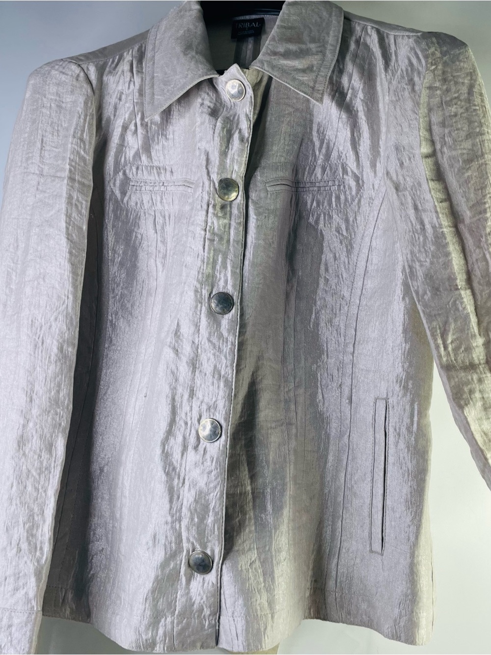Tribal Silver-Tone Button Front Women's Jacket